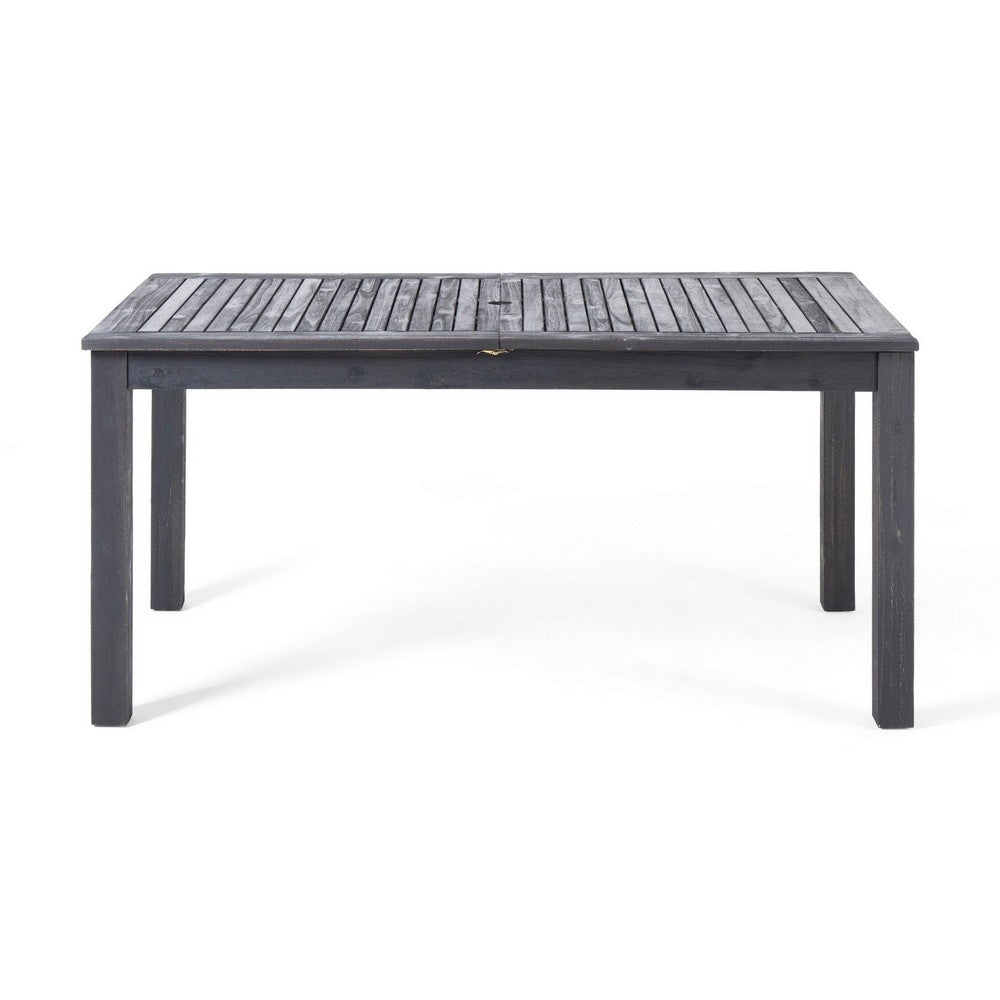 Outdoor Expandable Dining Table with Umbrella Hole, Dark Gray, 63-79 Inch - BM355264