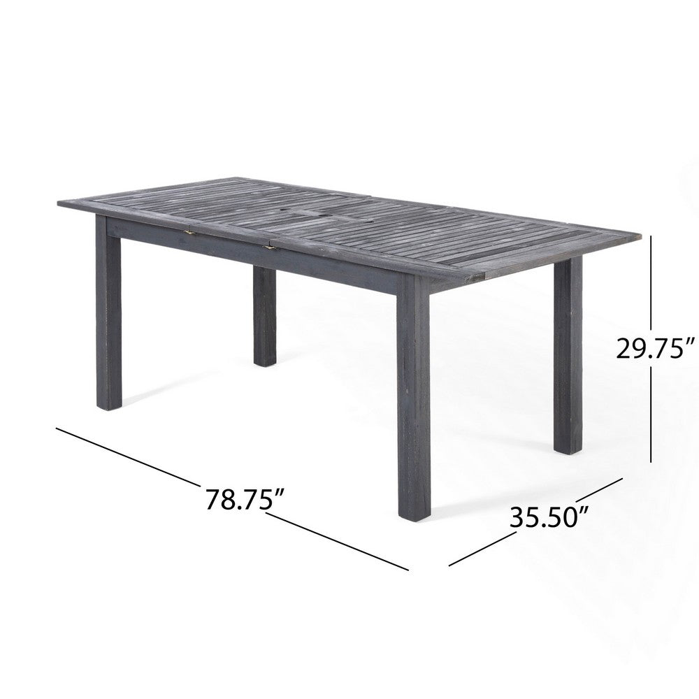 Outdoor Expandable Dining Table with Umbrella Hole, Dark Gray, 63-79 Inch - BM355264
