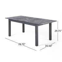 Outdoor Expandable Dining Table with Umbrella Hole, Dark Gray, 63-79 Inch - BM355264