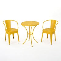 Rune 3pc Outdoor Bistro Set with Round Table and Armchairs, Yellow - BM355265