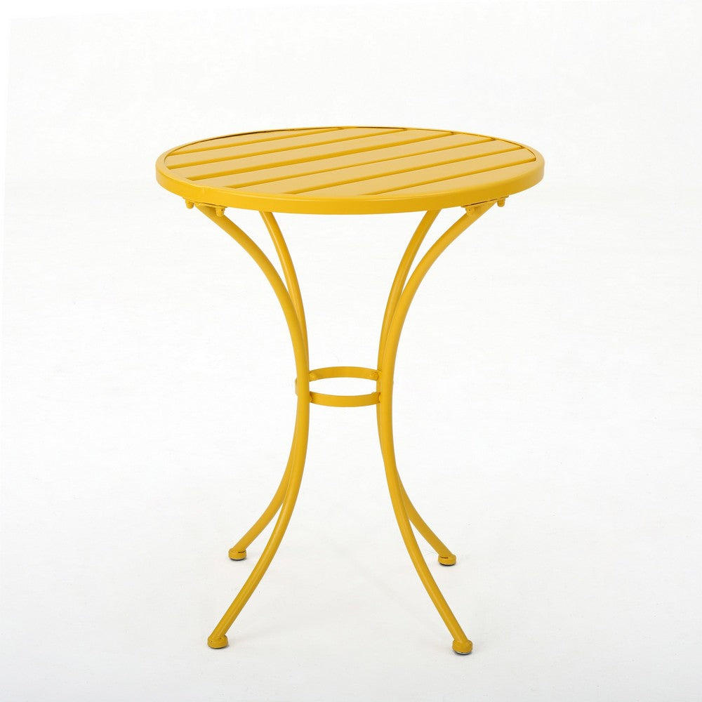 Rune 3pc Outdoor Bistro Set with Round Table and Armchairs, Yellow - BM355265