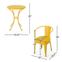 Rune 3pc Outdoor Bistro Set with Round Table and Armchairs, Yellow - BM355265