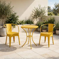 Rune 3pc Outdoor Bistro Set with Round Table and Armchairs, Yellow - BM355265