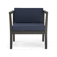 Lyso Outdoor Club Chair, Blue Polyester Cushions, Gray Wood - BM355267