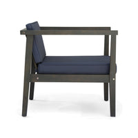 Lyso Outdoor Club Chair, Blue Polyester Cushions, Gray Wood - BM355267