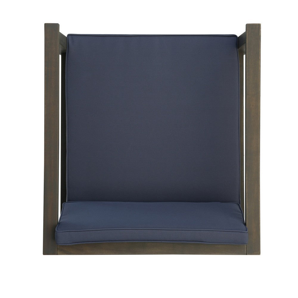 Lyso Outdoor Club Chair, Blue Polyester Cushions, Gray Wood - BM355267