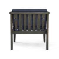 Lyso Outdoor Club Chair, Blue Polyester Cushions, Gray Wood - BM355267
