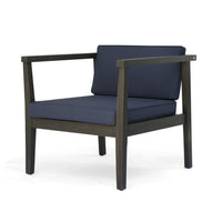 Lyso Outdoor Club Chair, Blue Polyester Cushions, Gray Wood - BM355267