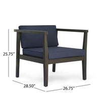 Lyso Outdoor Club Chair, Blue Polyester Cushions, Gray Wood - BM355267