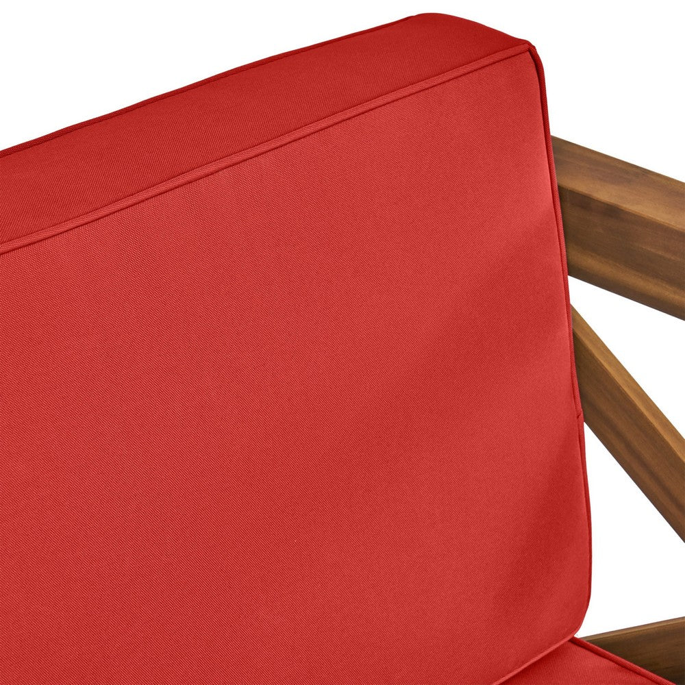 Juna Outdoor Club Chair, Water Resistant Red Cushions, Teak Finish - BM355270