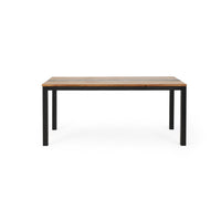 Lea Outdoor Dining Table, Rectangular, Teak Brown, Black Metal 69 Inch-BM355272