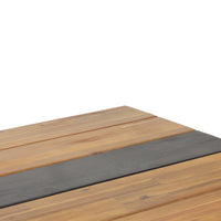 Lea Outdoor Dining Table, Rectangular, Teak Brown, Black Metal 69 Inch-BM355272