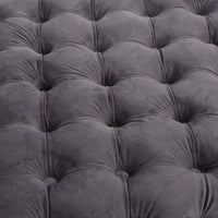 Accent Ottoman, Cubic Shape, Button Tufted Gray Velvet, Black 29 Inch - BM355273