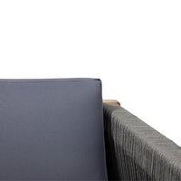 Nisha 4pc Outdoor Chat Set, Rattan Rope Seat, Gray Cushions, Teak Brown - BM355274