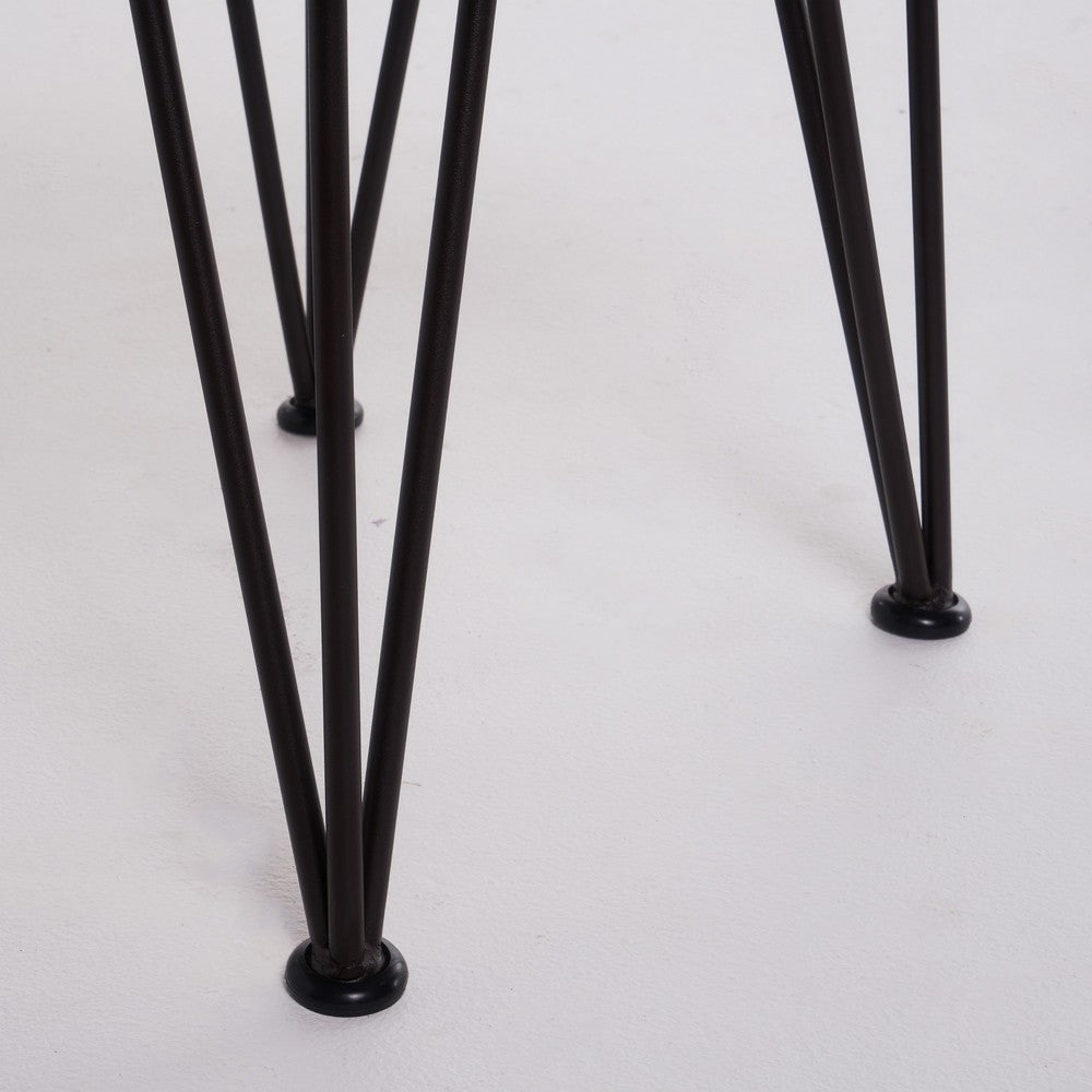 Zoe 3pc Outdoor Table Set, Slatted Top, Teak Brown, Black Hairpin Legs - BM355275