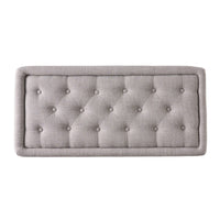 Storage Ottoman Bench, Tufted Gray Seude Fabric, Black Wood Legs 41 Inch-BM355277