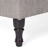 Storage Ottoman Bench, Tufted Gray Seude Fabric, Black Wood Legs 41 Inch-BM355277