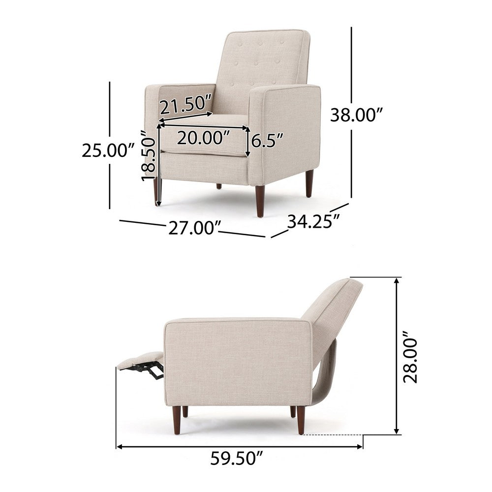 Tery Manual Recliner Sofa Chair, Tufted Back, Track Arms, Wheat Polyester - BM355281