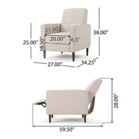 Tery Manual Recliner Sofa Chair, Tufted Back, Track Arms, Wheat Polyester - BM355281