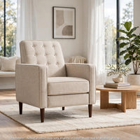 Tery Manual Recliner Sofa Chair, Tufted Back, Track Arms, Wheat Polyester - BM355281