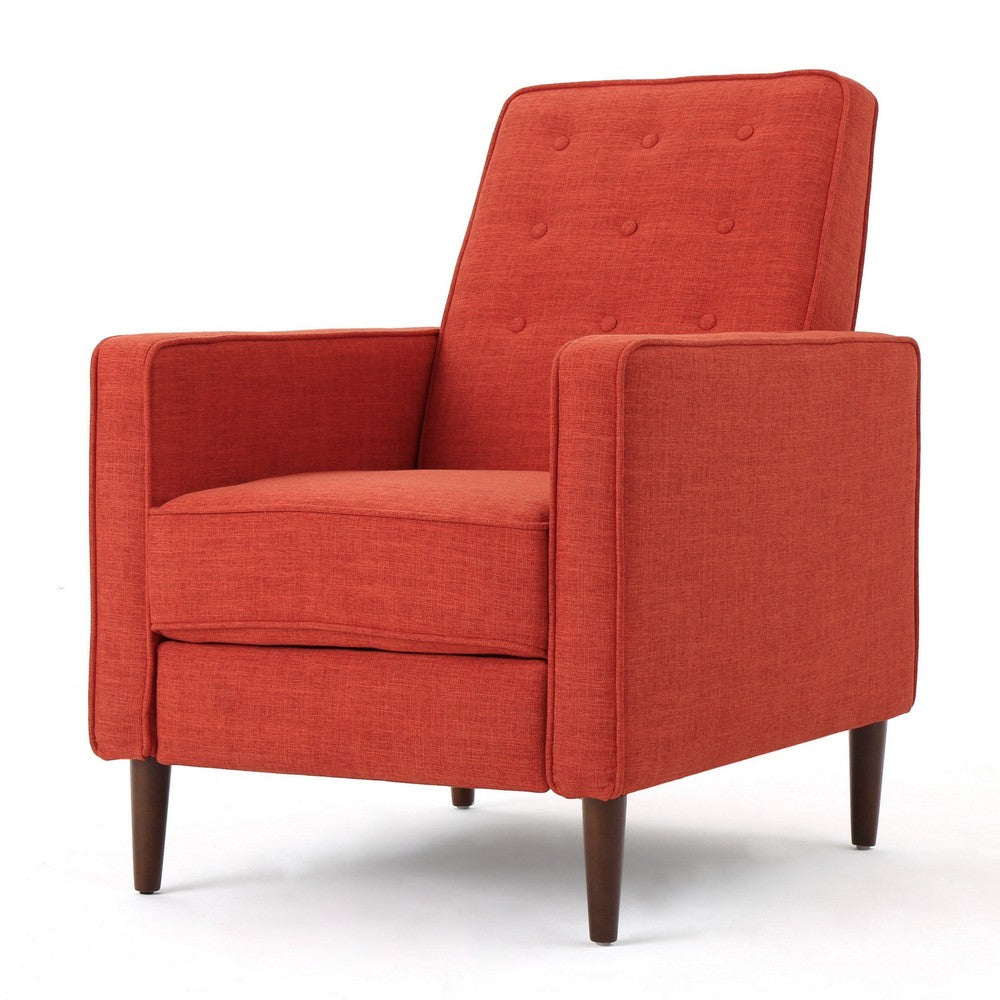 Tery Manual Recliner Sofa Chair, Tufted Back, Track Arms, Orange Polyester - BM355285