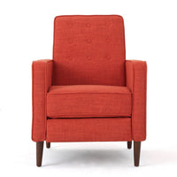 Tery Manual Recliner Sofa Chair, Tufted Back, Track Arms, Orange Polyester - BM355285