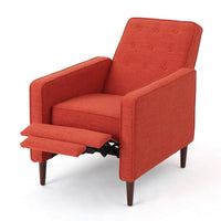 Tery Manual Recliner Sofa Chair, Tufted Back, Track Arms, Orange Polyester - BM355285