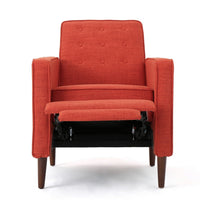 Tery Manual Recliner Sofa Chair, Tufted Back, Track Arms, Orange Polyester - BM355285