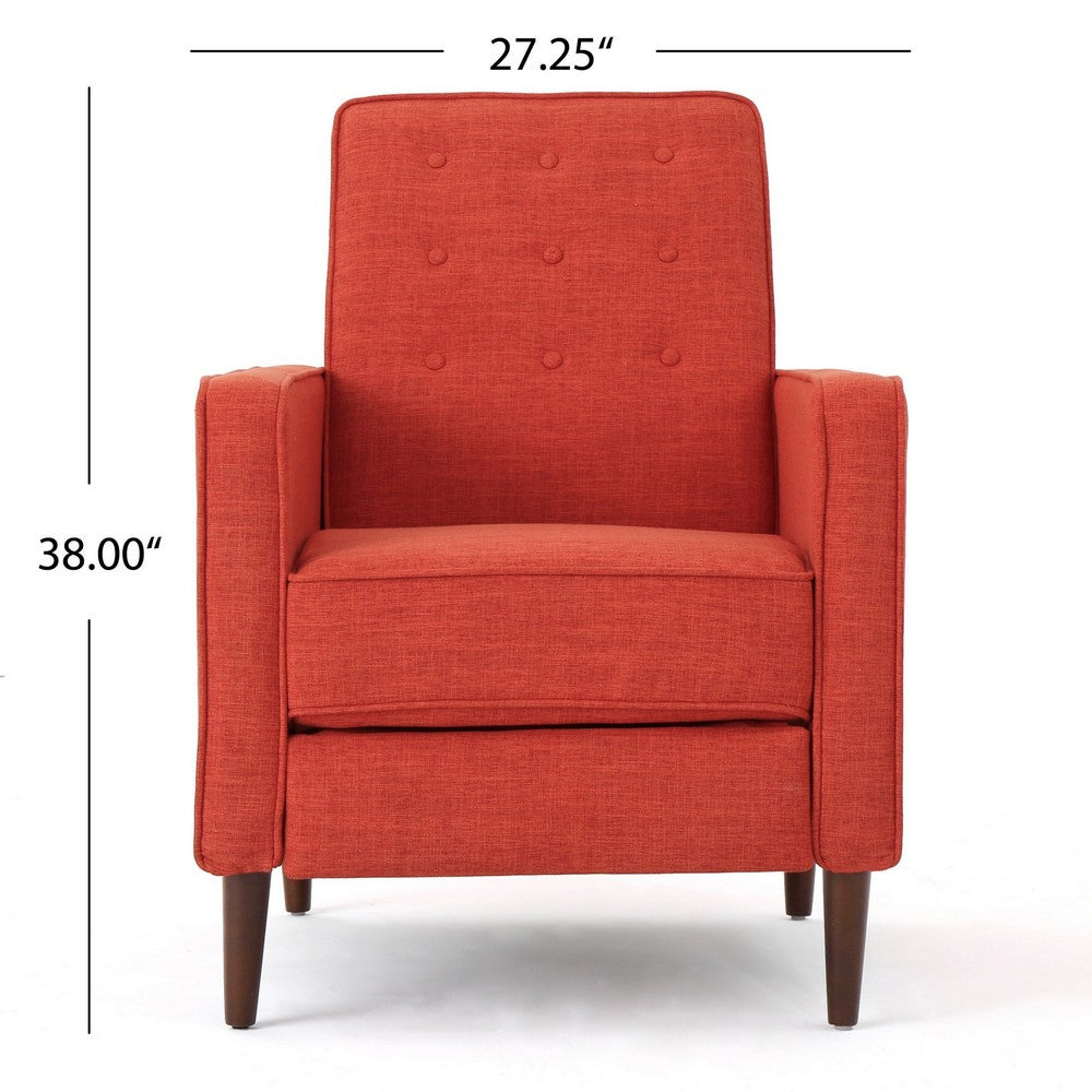Tery Manual Recliner Sofa Chair, Tufted Back, Track Arms, Orange Polyester - BM355285