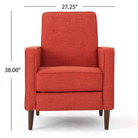 Tery Manual Recliner Sofa Chair, Tufted Back, Track Arms, Orange Polyester - BM355285