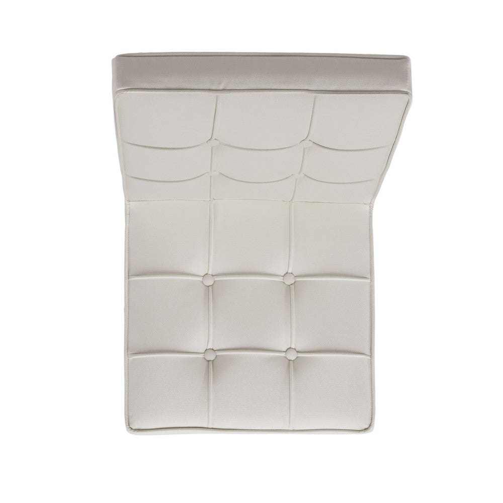 Pavy Dining Side Chair Set of 2, Tufted White Faux Leather, Silver X Legs - BM355286