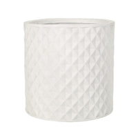 Gana Cylindrical Planter, 3D Diamond Design, Antique White Concrete 16 Inch - BM355287