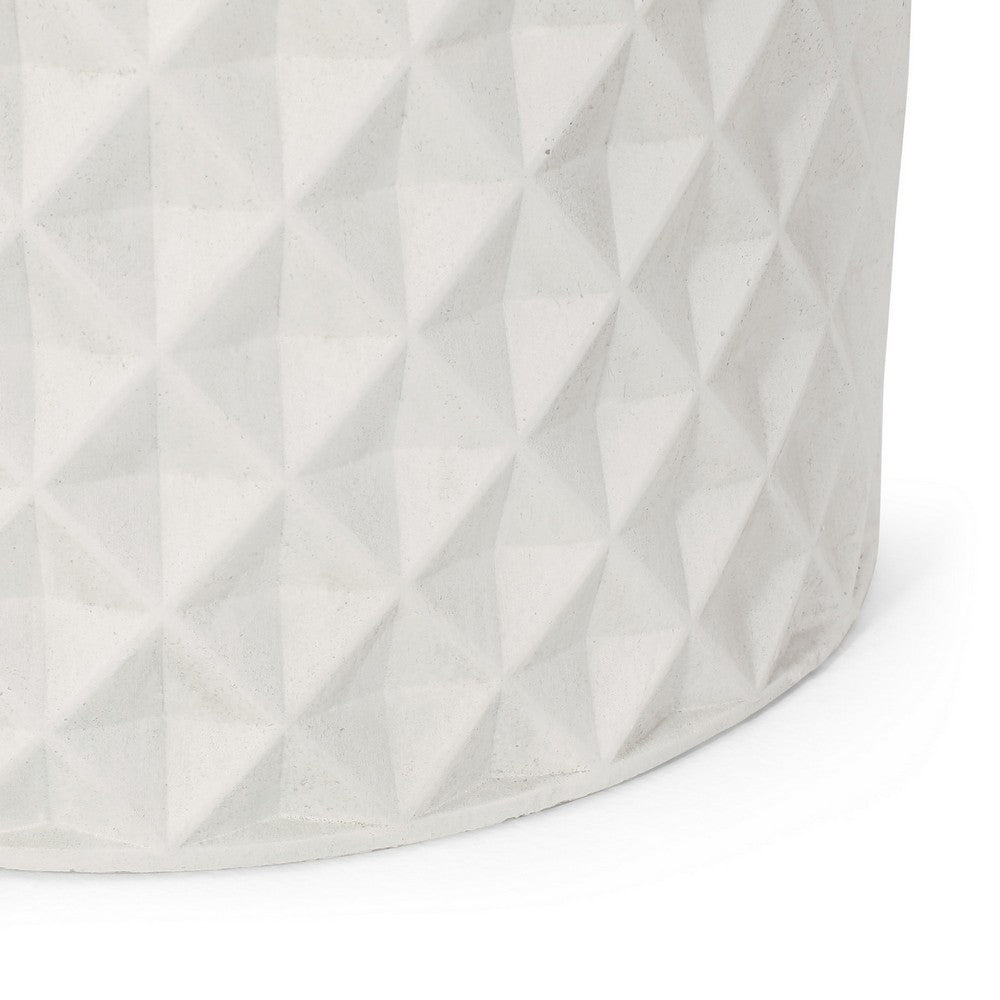 Gana Cylindrical Planter, 3D Diamond Design, Antique White Concrete 16 Inch - BM355287