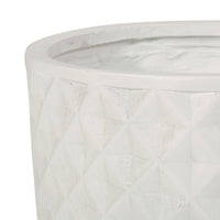 Gana Cylindrical Planter, 3D Diamond Design, Antique White Concrete 16 Inch - BM355287