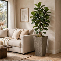 Rahu Tall Tapered Planter, Bark Stone Finish, Brown Concrete 31 Inch - BM355288