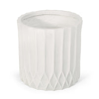 Gana Cylindrical Planter, Ribbed Pattern, Antique White Concrete 17 Inch - BM355289
