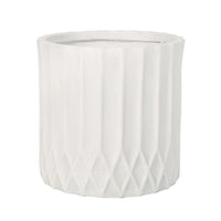 Gana Cylindrical Planter, Ribbed Pattern, Antique White Concrete 17 Inch - BM355289