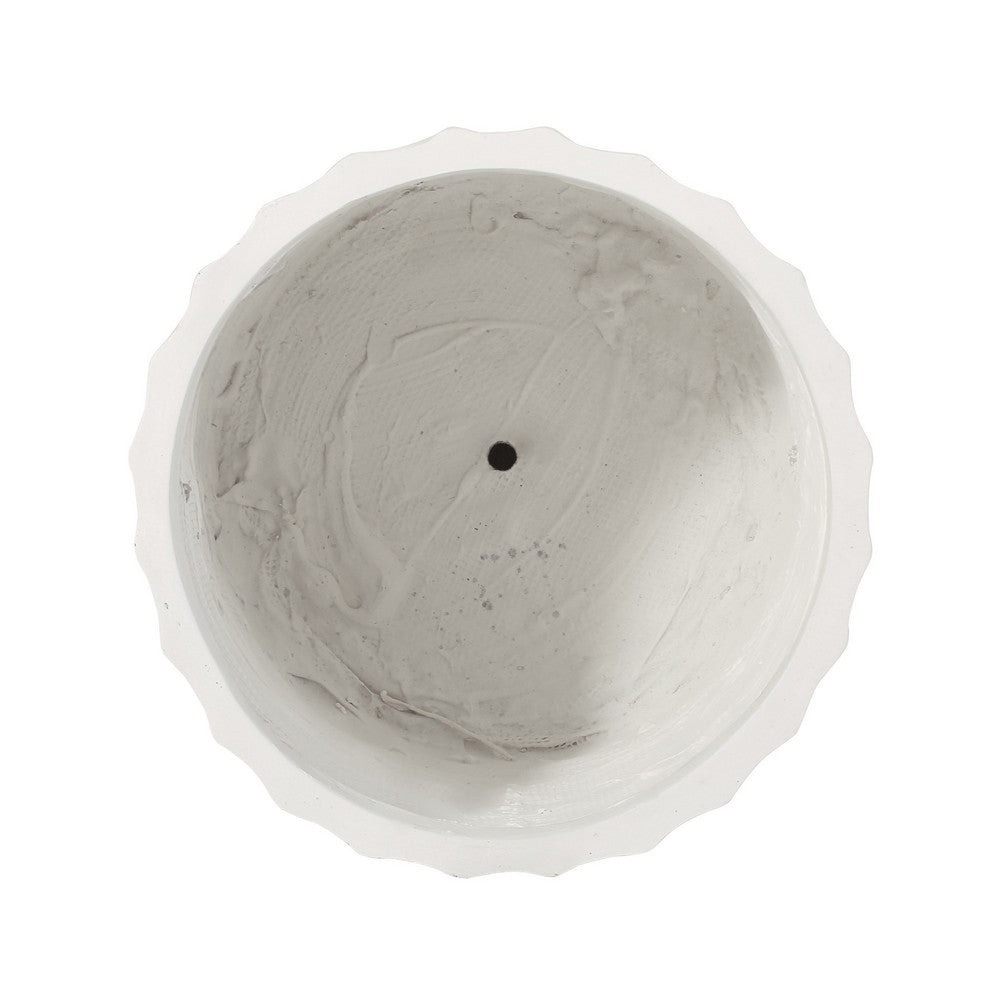 Gana Cylindrical Planter, Ribbed Pattern, Antique White Concrete 17 Inch - BM355289