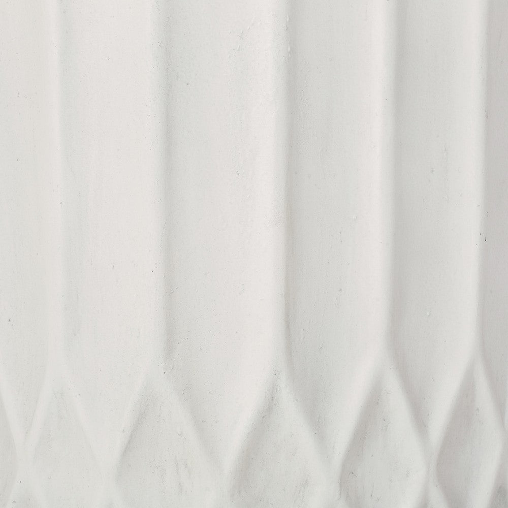 Gana Cylindrical Planter, Ribbed Pattern, Antique White Concrete 17 Inch - BM355289