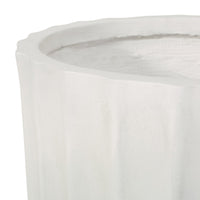 Gana Cylindrical Planter, Ribbed Pattern, Antique White Concrete 17 Inch - BM355289