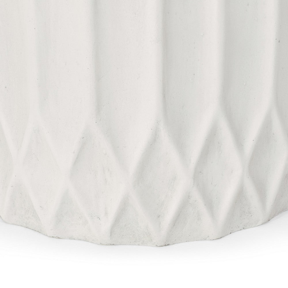 Gana Cylindrical Planter, Ribbed Pattern, Antique White Concrete 17 Inch - BM355289