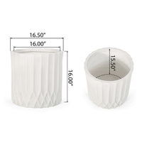 Gana Cylindrical Planter, Ribbed Pattern, Antique White Concrete 17 Inch - BM355289