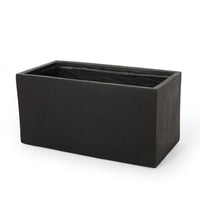 Rectangular Planter, Handcrafted, Stone Finish Black Concrete 35 Inch - BM355293