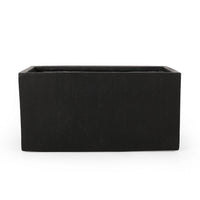 Rectangular Planter, Handcrafted, Stone Finish Black Concrete 35 Inch - BM355293