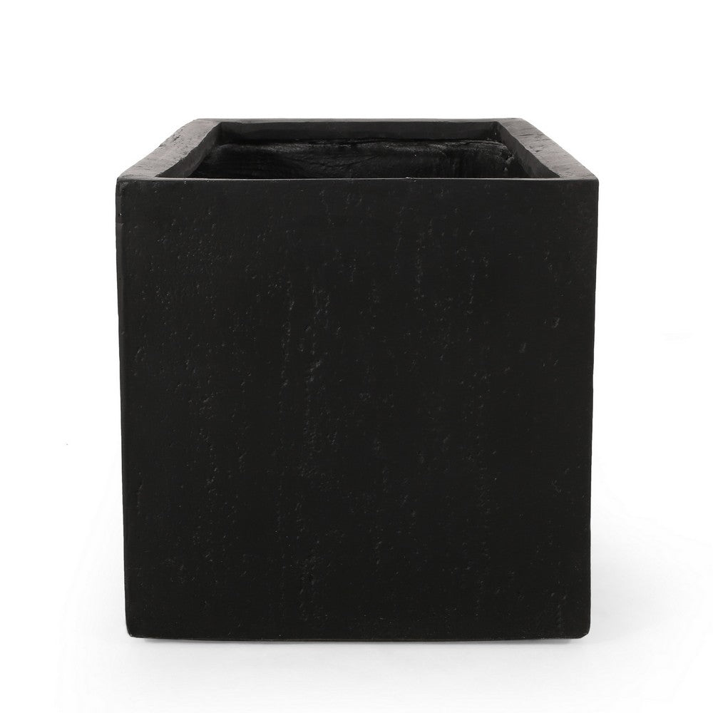 Rectangular Planter, Handcrafted, Stone Finish Black Concrete 35 Inch - BM355293