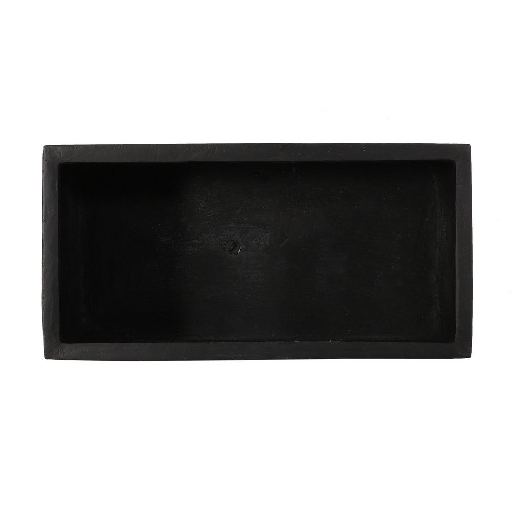 Rectangular Planter, Handcrafted, Stone Finish Black Concrete 35 Inch - BM355293