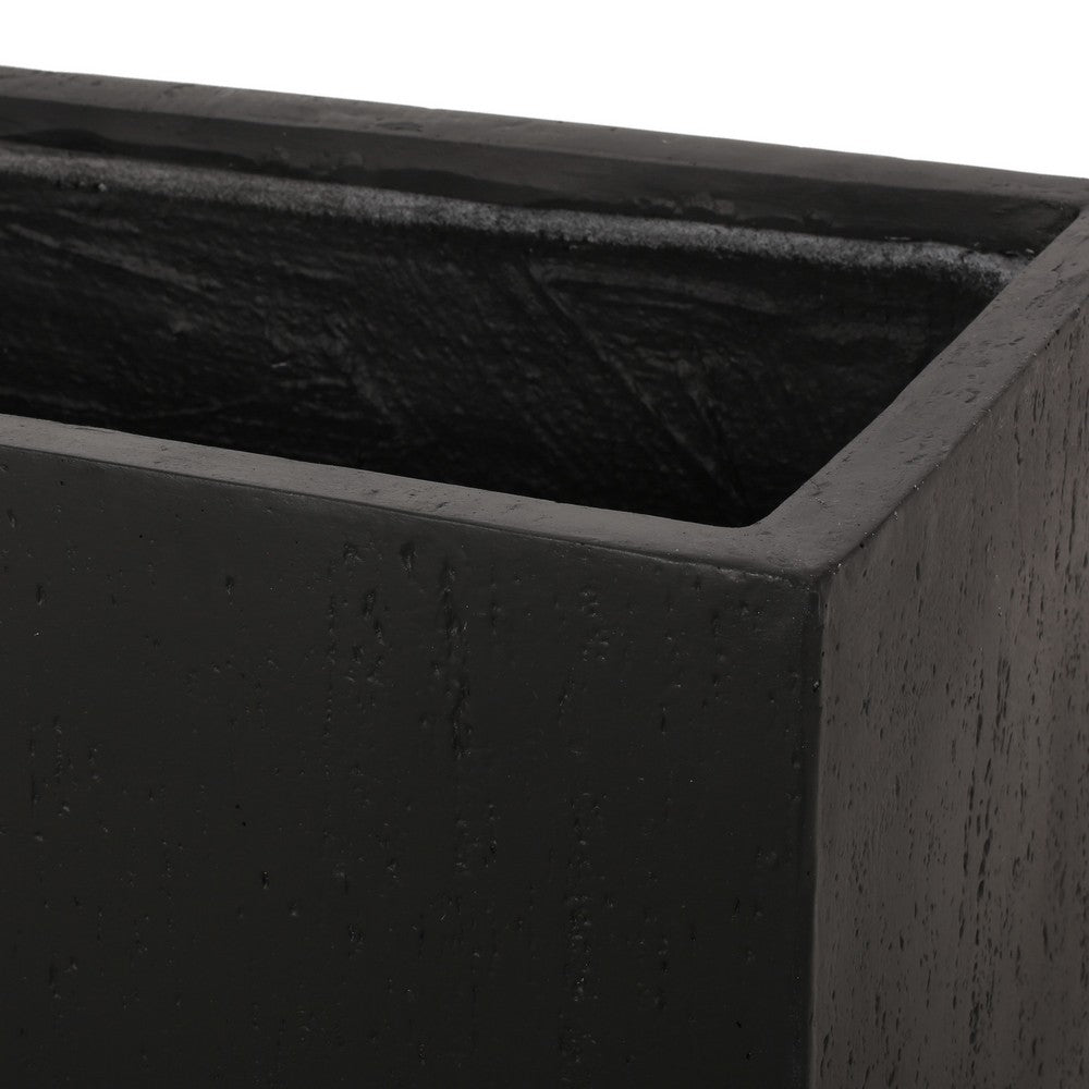 Rectangular Planter, Handcrafted, Stone Finish Black Concrete 35 Inch - BM355293