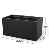 Rectangular Planter, Handcrafted, Stone Finish Black Concrete 35 Inch - BM355293