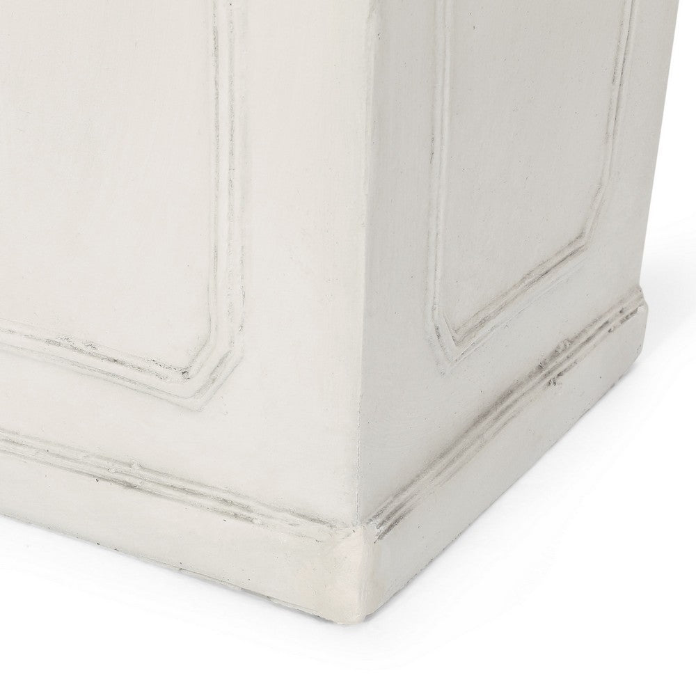 Rahu Tall Tapered Planter, Framed Panel,  Antique White Concrete 31 Inch - BM355295