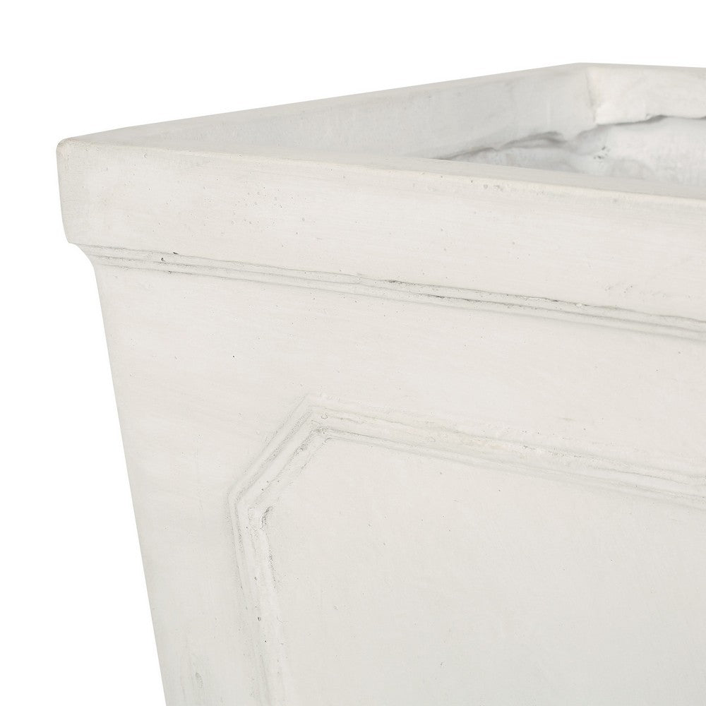 Rahu Tall Tapered Planter, Framed Panel,  Antique White Concrete 31 Inch - BM355295